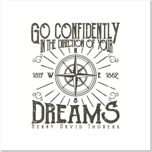 Go Confidently In The Direction Of Your Dreams, Vintage/Retro Design Posters and Art